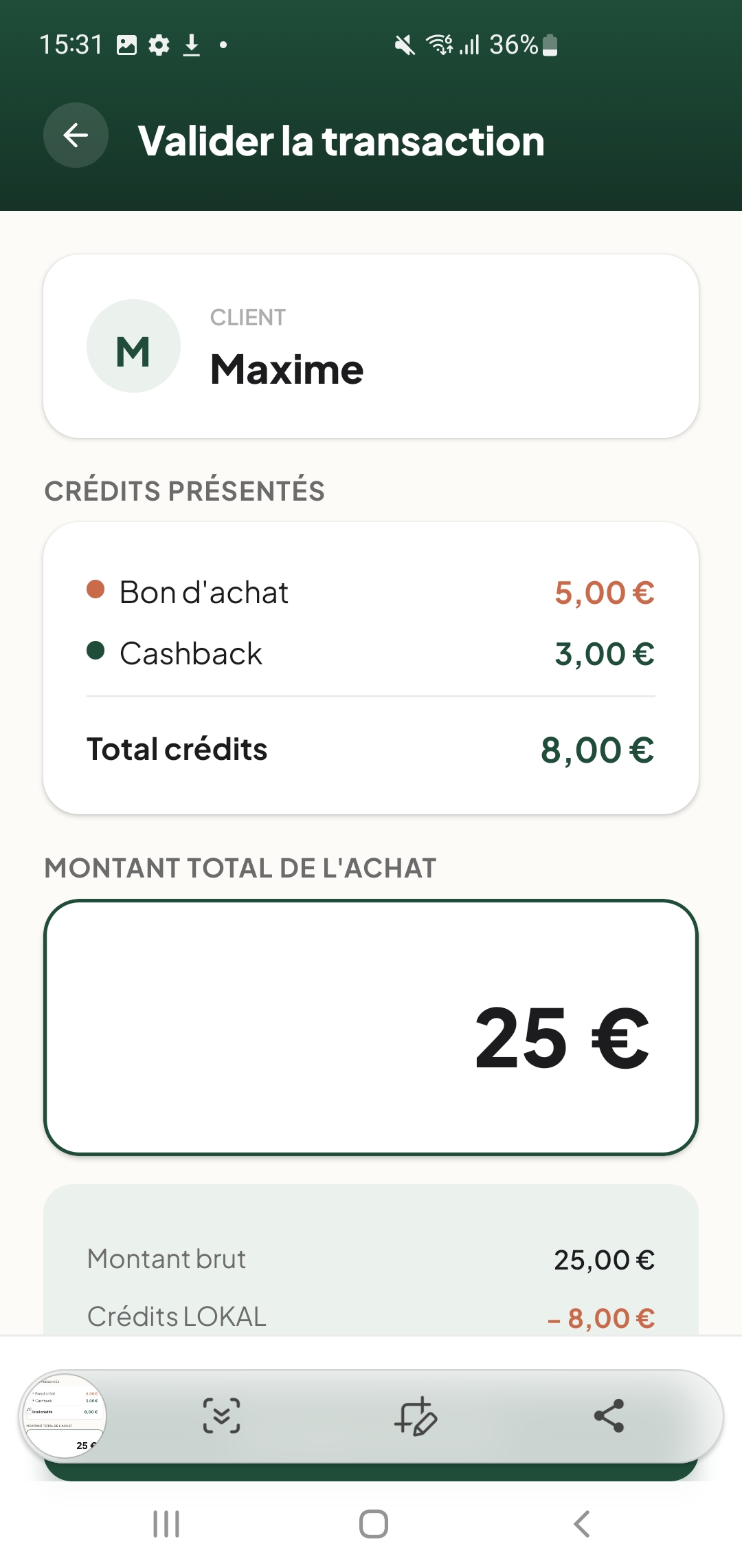 Étape 2 — Scan du QR par le commerçant