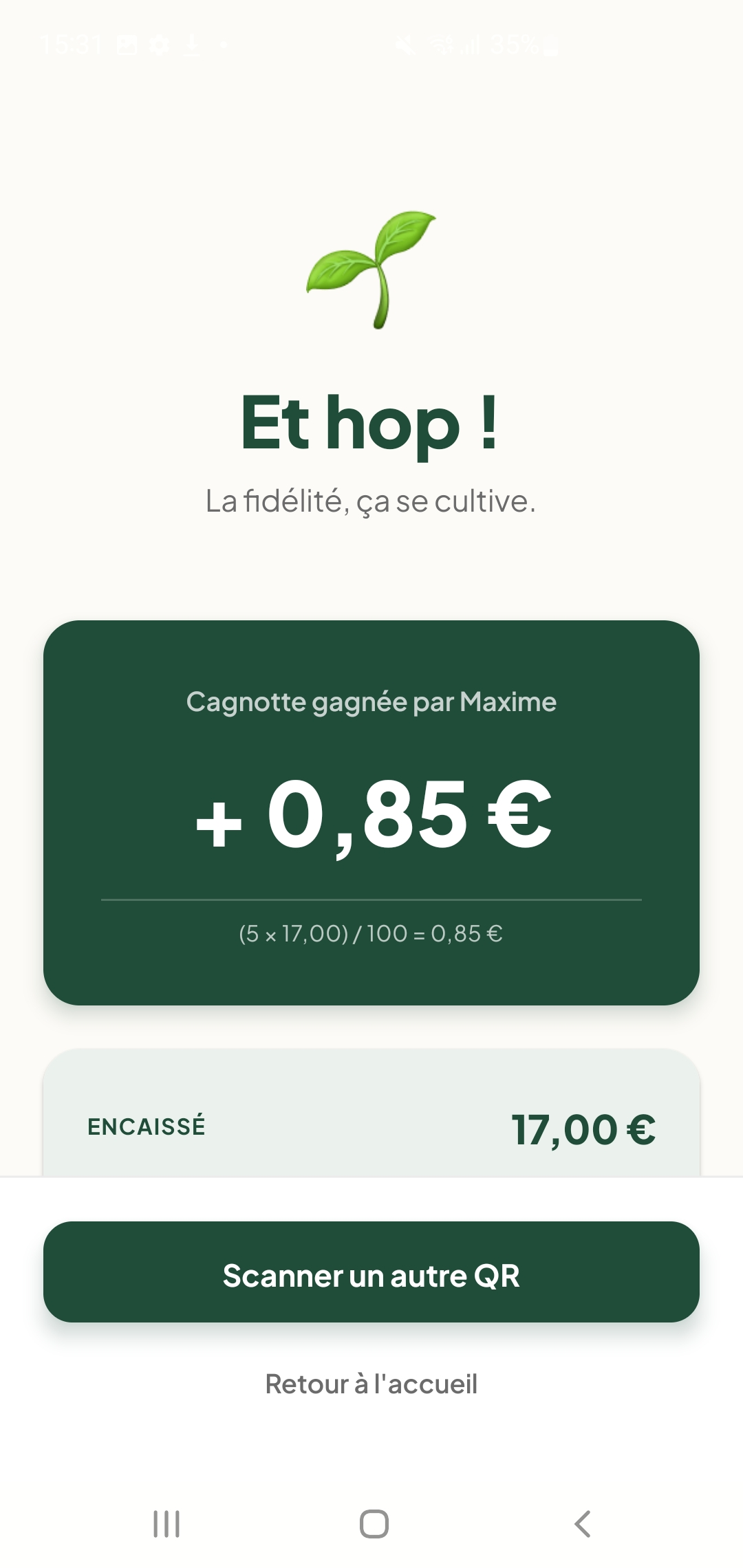 Étape 3 — Saisie du montant